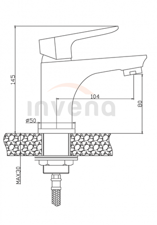 Bateria umywalkowa Invena Dokos czarny/chrom BU-19-004-V
