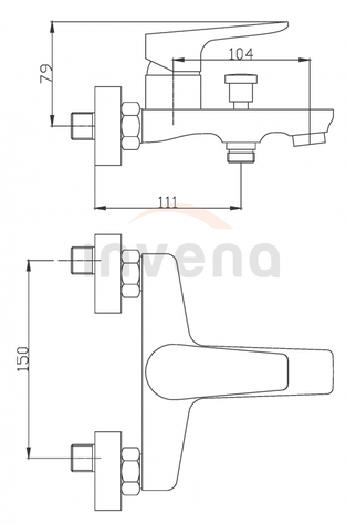 Bateria wannowa Invena Dokos czarny/chrom BW-19-004-V
