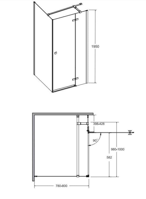 Kabina prostokątna Pixa 100x80