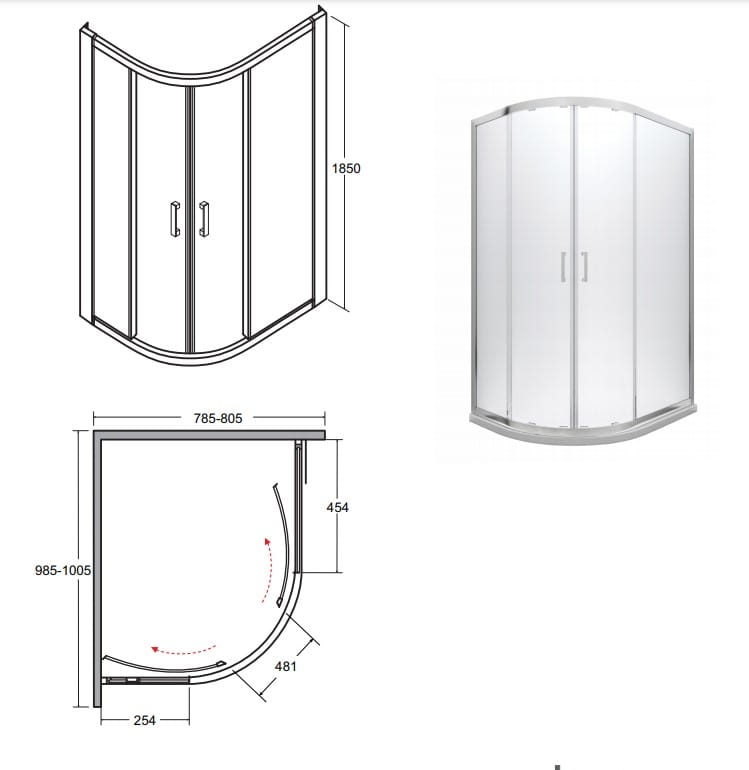Kabina asymetryczna Modern 100x80