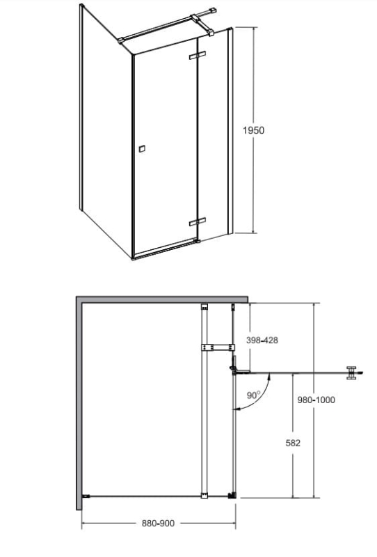 Kabina prostokatna Pixa 100x90
