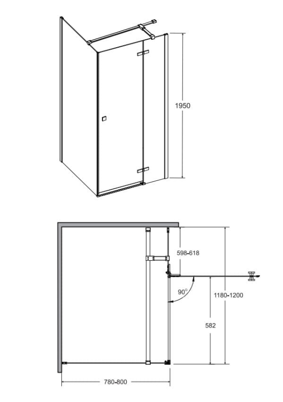 Kabina prostokątna Pixa 120x80