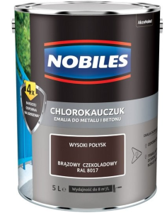 Farba, emalia Nobiles  chlorokauczuk 5L CZEKOLADOWY BRĄZ