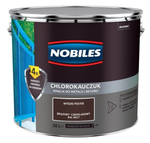 Farba, emalia Nobiles  chlorokauczuk 10L CZEKOLADOWY BRĄZ