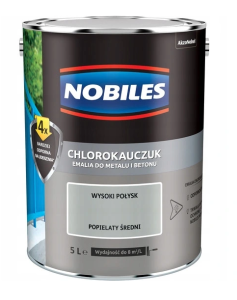 Farba, emalia Nobiles  chlorokauczuk 5L POPIELATY ŚREDNI