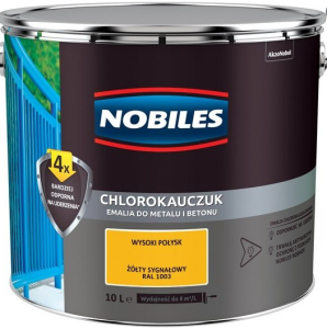 Farba, emalia Nobiles  chlorokauczuk 10L ŻÓŁTY SYGNAŁOWY