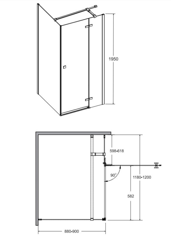 Kabina prostokątna Pixa 120x90