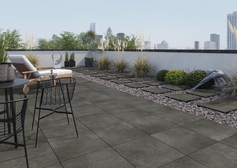 gres Stratic ST14 antracyt 59,7x59,7x2,0 cm Cerrad aranżacja