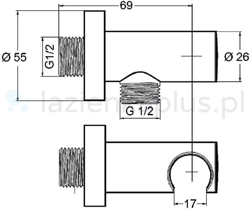 Przyłącze kątowe Kludi Sirena DN 15 czarny mat