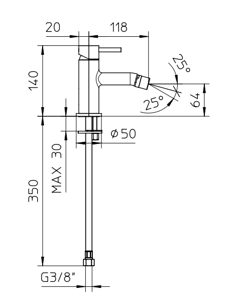 Bateria podtynkowa z mieszaczem do bidetu Palazzani Bidetta
