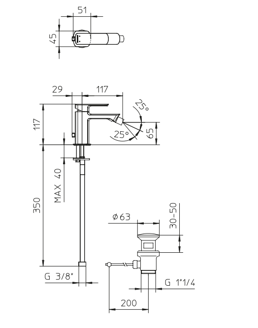 Bateria bidetowa Palazzani MIS Gold