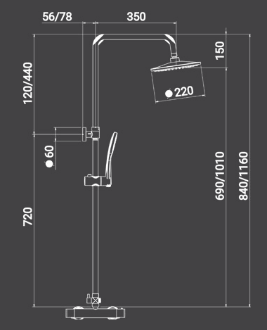 Zestaw natryskowy z termostatem Palazzani chrom 96222110
