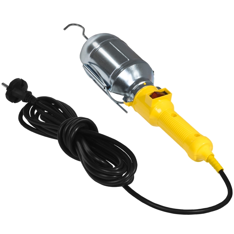 Lampa warsztatowa przenośna z hakiem i włącznikiem E-27 PLASTROL