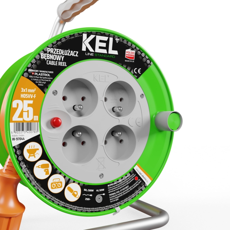 Przedłużacz bębnowy 3x1,0 mm2 25 m Standard Line Plastrol