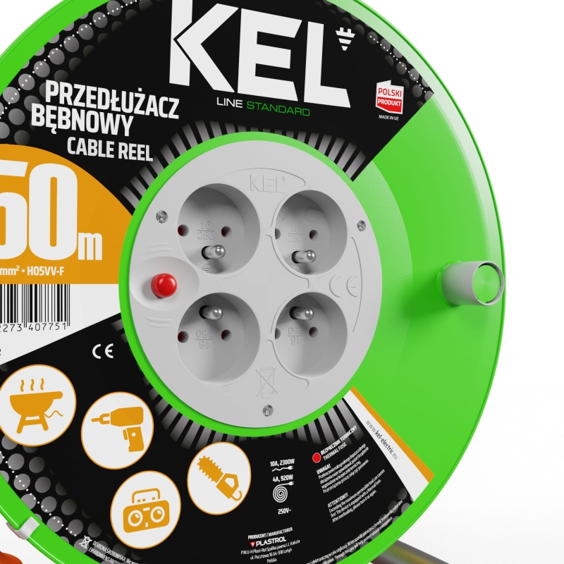 Przedłużacz bębnowy 3x1,0 mm2 50 m Standard Line Plastrol