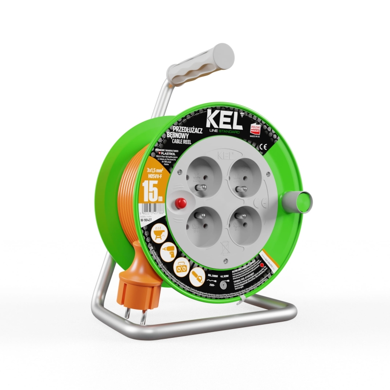 Przedłużacz bębnowy 3x1,5 mm2 15 m Standard Line Plastrol