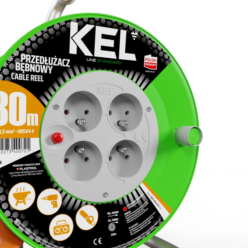 Przedłużacz bębnowy 3x1,5 mm2 30 m Standard Line Plastrol