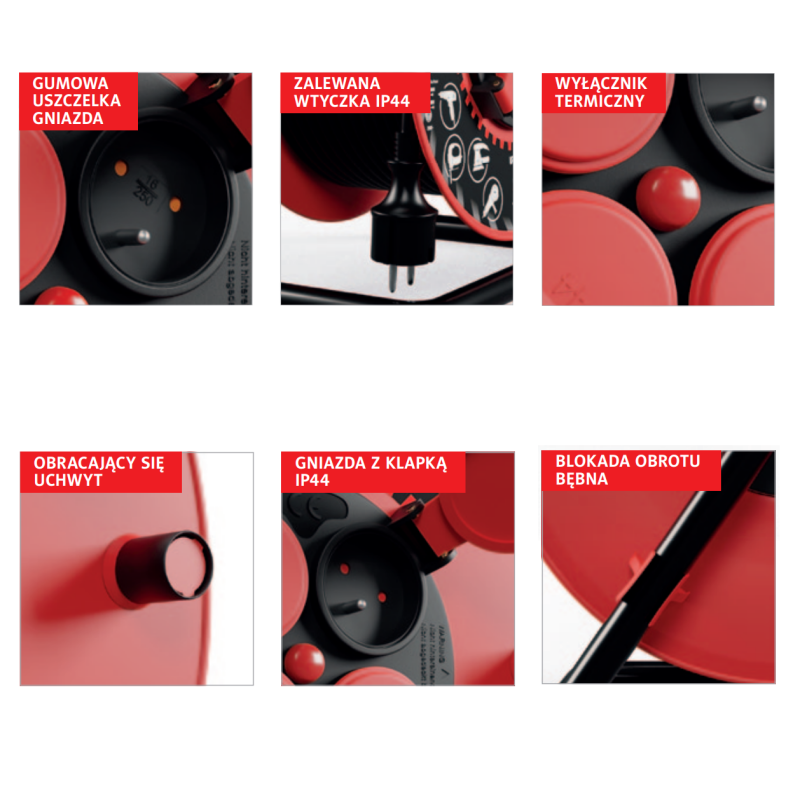 Przedłużacz bębnowy IP44 guma 3x1,0mm2 50 m Kel