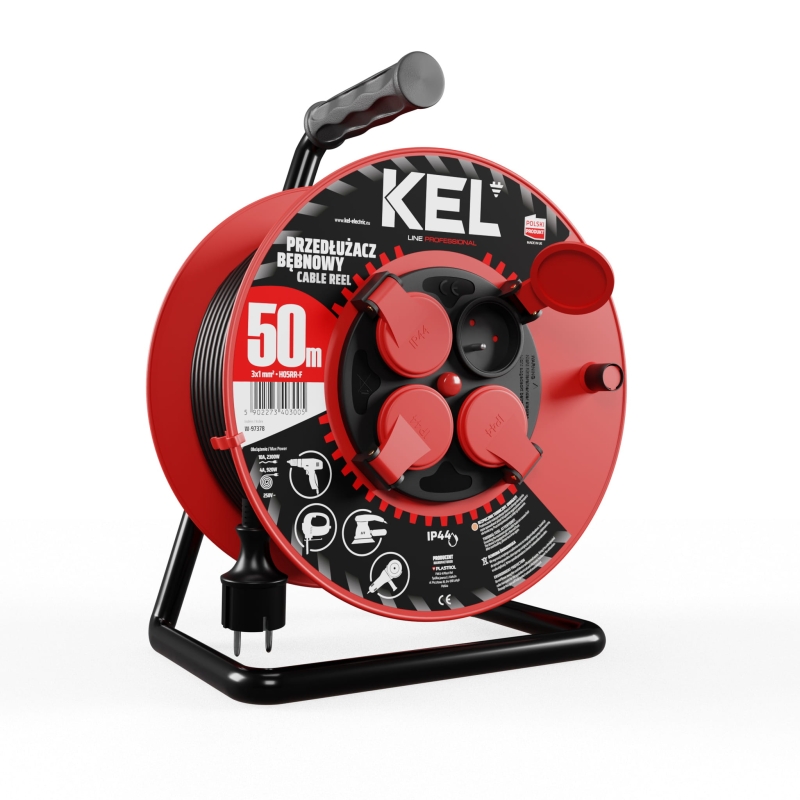 Przedłużacz bębnowy IP44 guma 3x1,0mm2 50 m Kel