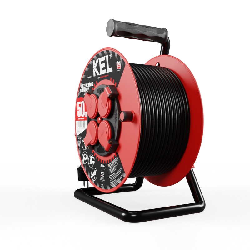 Przedłużacz bębnowy IP44 guma 3x1,0mm2 50 m Kel