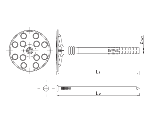 Łącznik do styropianu z trzpieniem z tworzywa KOELNER