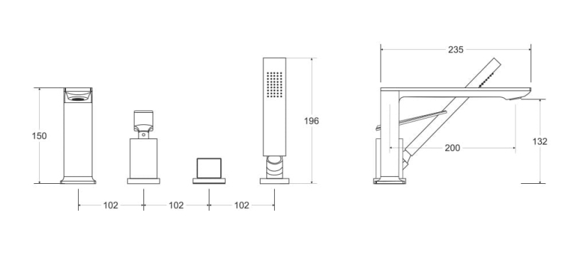 Bateria wannowa 4-otw. Aspira