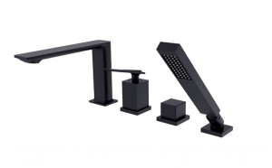 Bateria wannowa Besco Aspira 4-otworowa czarny matt - dodatkowo 5% RABATU na kod  BESCO5