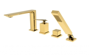 Bateria wannowa Besco Aspira 4-otworowa złota - dodatkowo 5% RABATU na kod  BESCO5