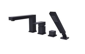 Bateria wannowa Besco Modern/Varium 4-otworowa czarny matt - dodatkowo 5% RABATU na kod  BESCO5