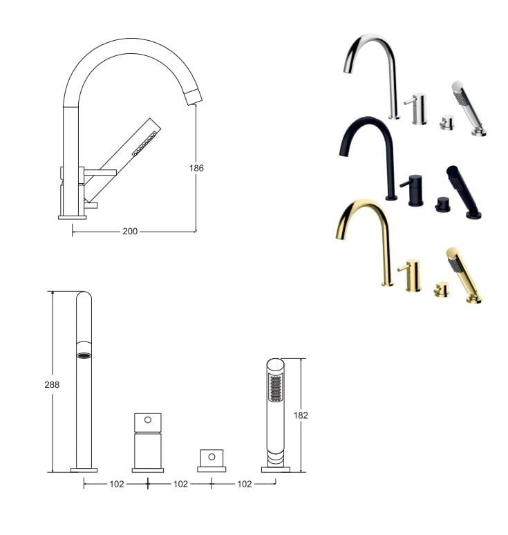 Bateria wannowa 4-otw. Illusion