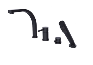 Bateria wannowa Besco Decco 4-otworowa czarny matt - dodatkowo 5% RABATU na kod  BESCO5