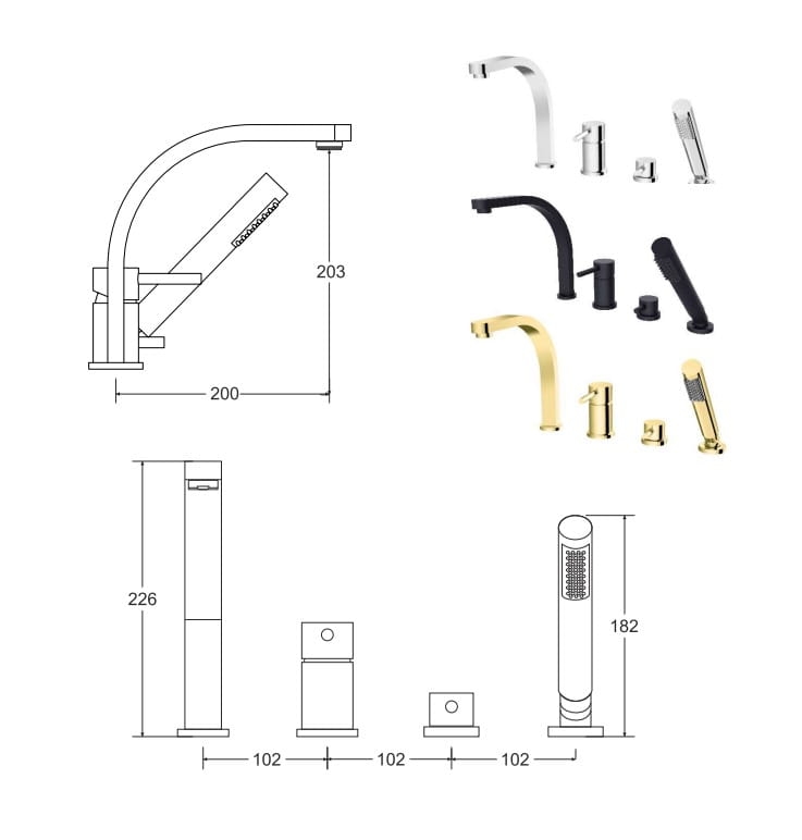 Bateria wannowa 4-otw. Decco