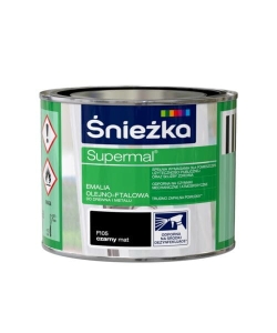 Emalia olejno-ftalowa do drewna i metalu Śnieżka Supermal czarny mat 0.2 l
