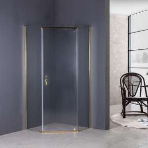 Kabina prysznicowa złota pentagonalna Sea-Horse Stylio 90x90x190 - szkło transparentne 