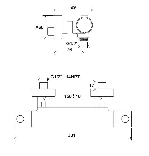 Bateria natryskowa termost. Puri