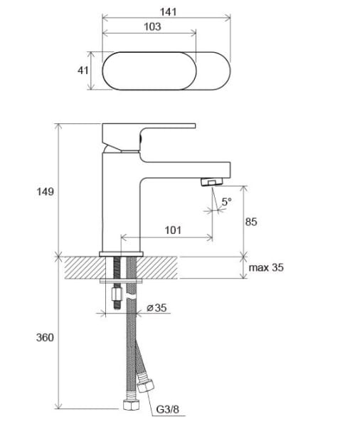 Bateria  umywalkowa Ravak Chrome bez k.