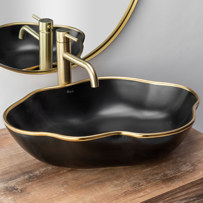 Bateria Umywalkowa Lungo L.Gold Szczotkowana Wysoka Rea