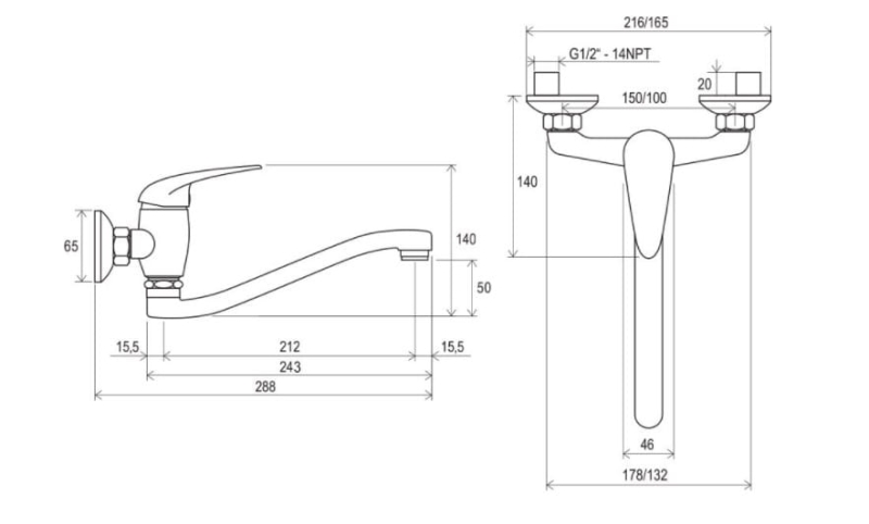 Bateria  umywalkowa Ravak Suzan ścienna 100mm