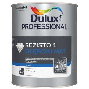 Emulsja lateksowa do ścian i sufitów Dulux Rezisto 1 głęboki mat baza biała  0,9l
