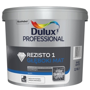 Emulsja lateksowa do ścian i sufitów Dulux Rezisto 1 głęboki mat baza biała  2,18l