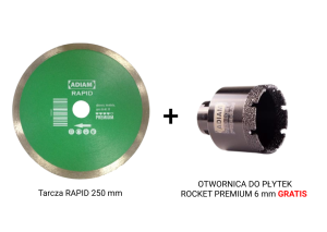 Tarcza diamentowa Adiam Rapid 250 mm. Otwornica Adiam 6 mm gratis.