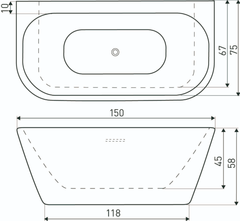 Wanna wolnostojąca przyścienna Kerra Mona 150x75 cm