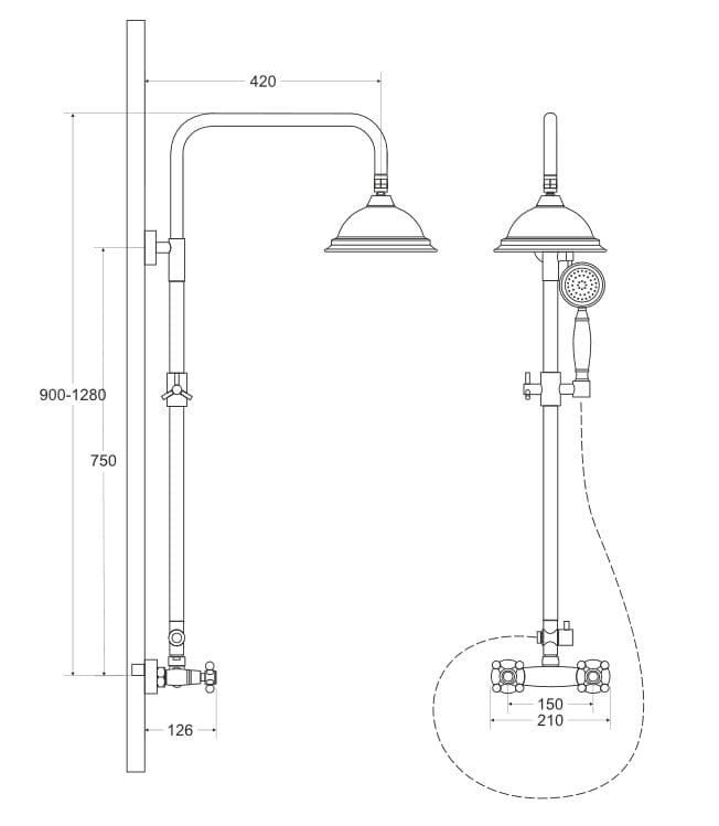 Zestaw prysznicowy natynkowy Besco Retro