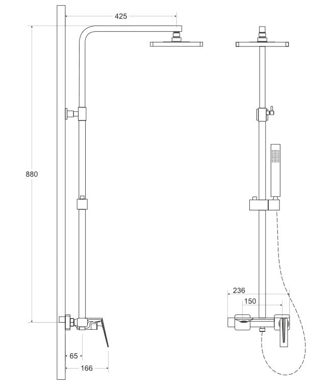 Zestaw prysznicowy natynkowy Besco Aspira