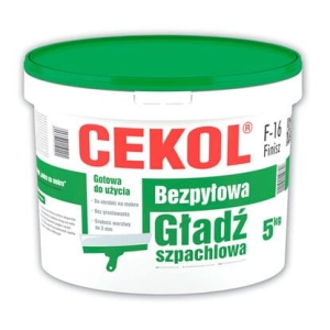 Gładź szpachlowa gotowa bezpyłowa F-16 Cekol 5 kg
