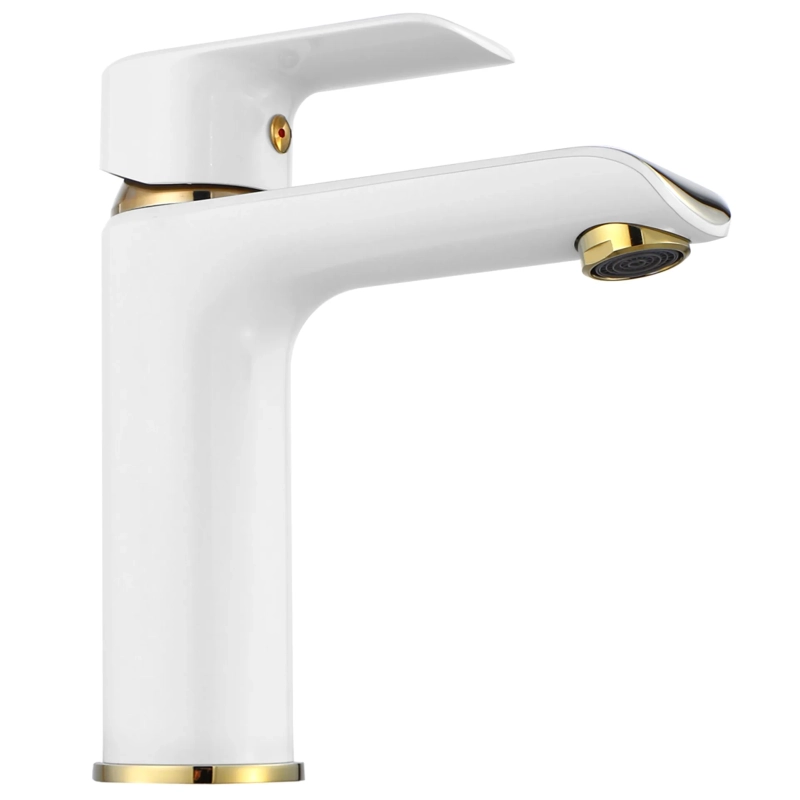 Bateria Umywalka Rea Boom White/Gold Niska