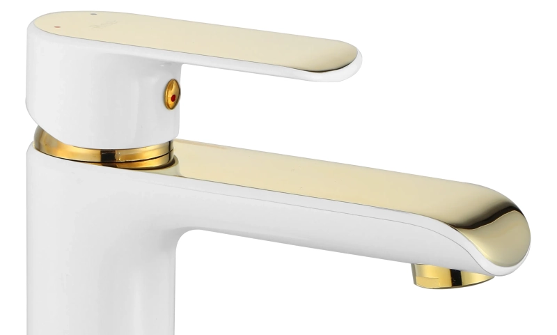Bateria Umywalka Rea Boom White/Gold Niska