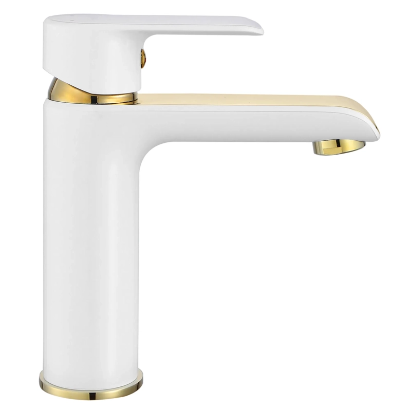 Bateria Umywalka Rea Boom White/Gold Niska
