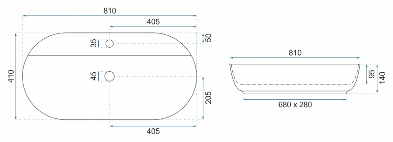 Umywalka Nablatowa Rea Aura 81