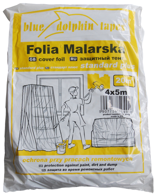Folia malarska Blue Dolphin standard plus żółta 4x5m